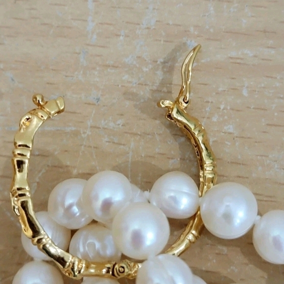 Freshwater Pearl Collar Necklace Yellow Gold 4 Strand 20'' - Picture 8 of 8